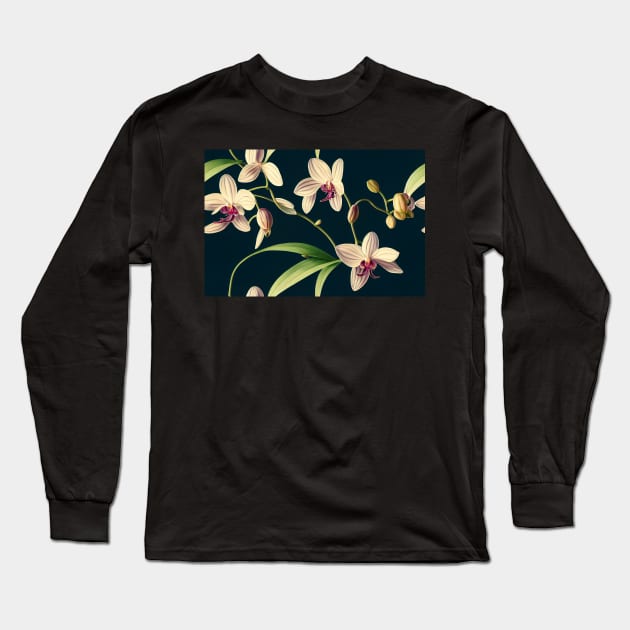 Botanical Drawing of an Orchid Long Sleeve T-Shirt by melbournedesign